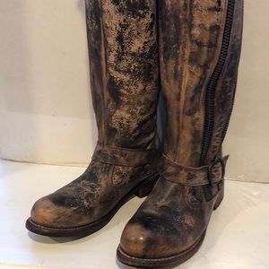 BED STU TANGO BLACK RUSTIC LEATHER TALL BOOTS COBBLER SERIES